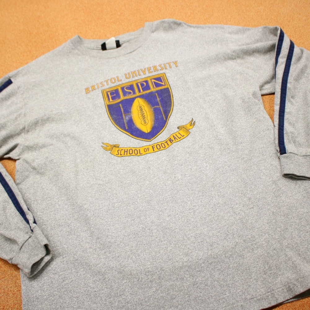 Vintage 90s ESPN T-Shirt XL Bristol University Football Made in USA Long Sleeve